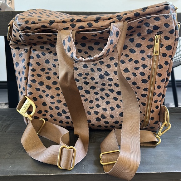 Fawn cheetah print backpack diaper bag - Picture 2 of 5
